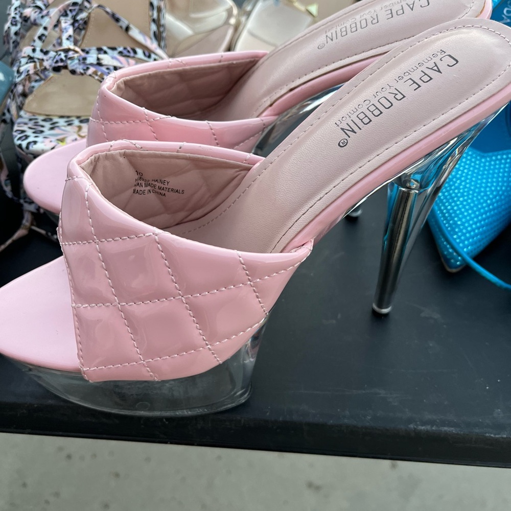 Cape Robbin Pink Quilted Heels with Clear Stiletto